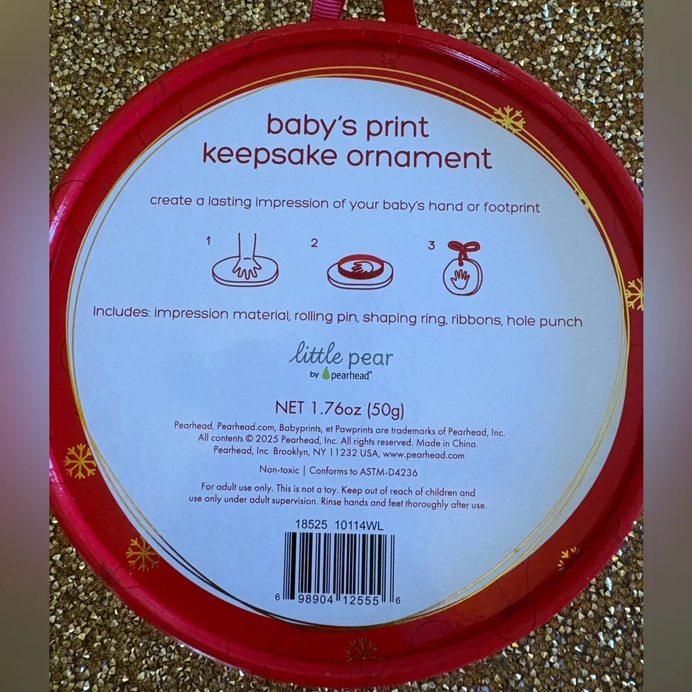Pearhead NWT in Box Baby's Print Keepsake Ornament . No mixing/no baking/no mess